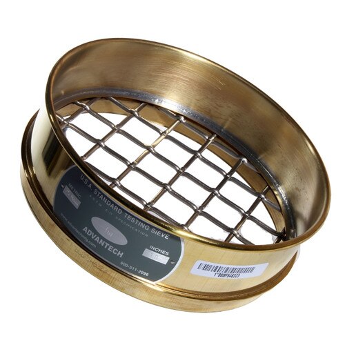 Advantech 1-1/4"BS8H ASTM Brass 8-Inch Half Height Test Sieve With Stainless Steel Wire Mesh Mesh Size 1 1 4 Inch Half