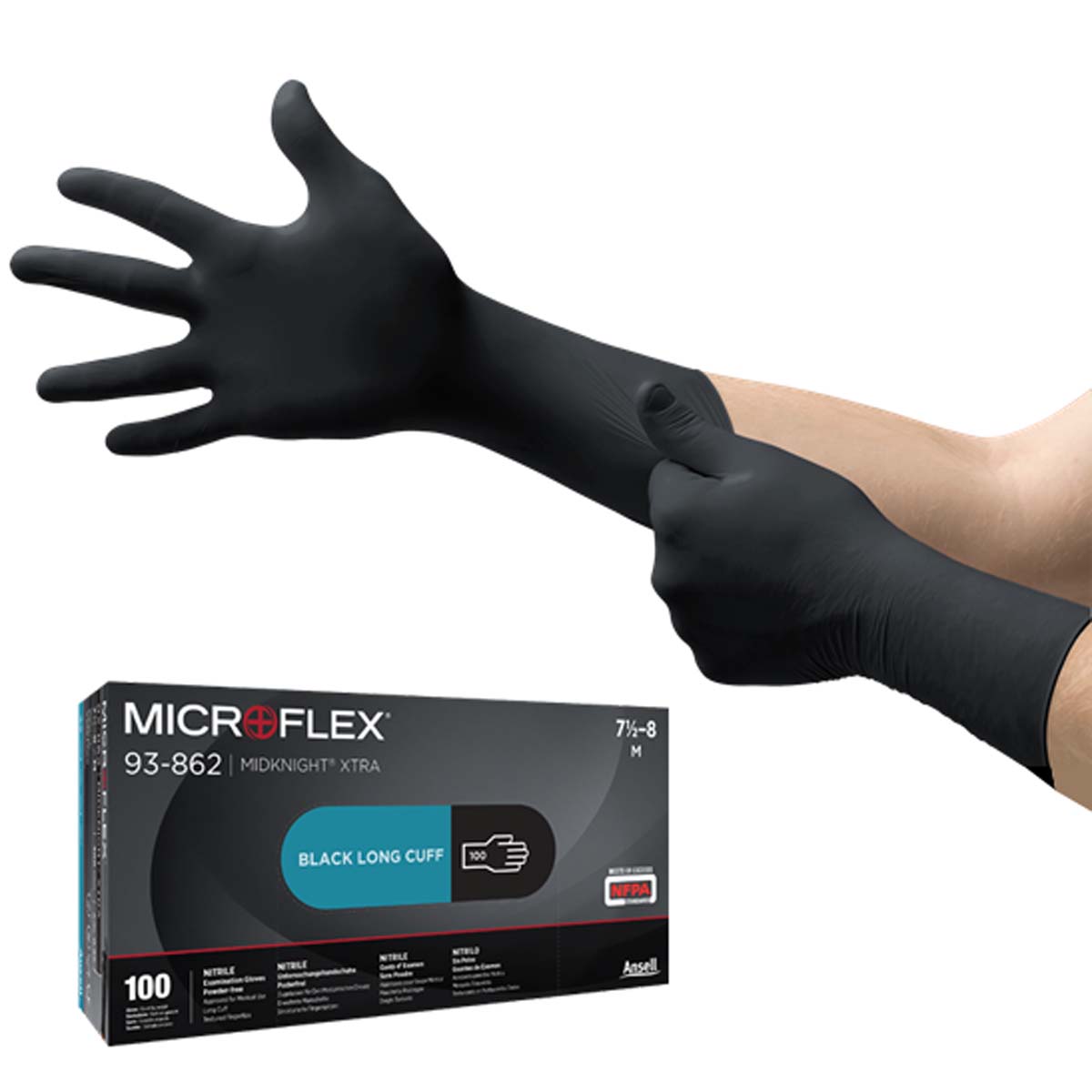 1000 Gloves Microflex Midknight Powder-Free Medical Grade Nitrile Exam Gloves 