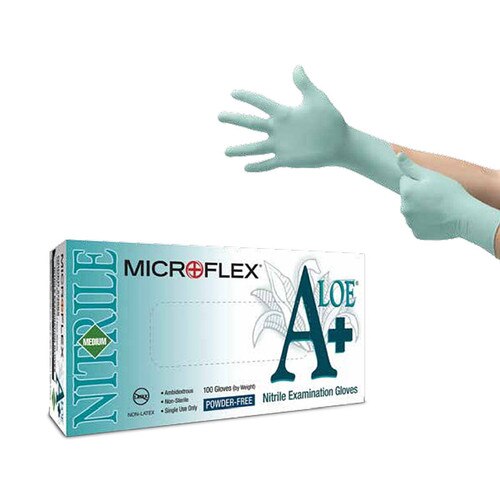 Ansell® N88410 Microflex A+ Aloe® Green Nitrile Exam Gloves