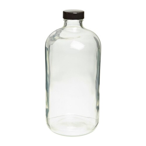 2 oz CLEAR Boston Round Glass Bottle - w/ Poly Seal Cone Cap - pack of 12