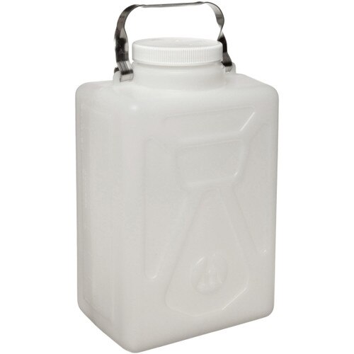 Nalgene® 22110020 Rectangular Lab Carboy with Stainless Steel Handle, HDPE
