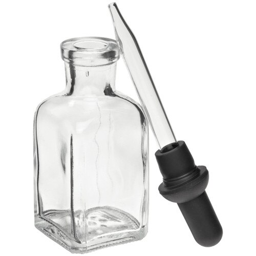Wheaton® 211523 Barnes Square Dropping Bottle with Dropper Bulb Pipet, 30mL, Borosilicate Glass (Ca