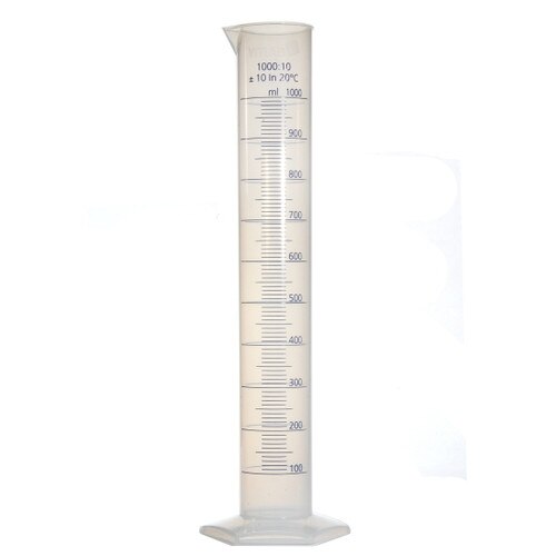 Capitolbrand V652081 Plastic Graduated Cylinder Class B 1000ml Polypropylene With Blue Molded G