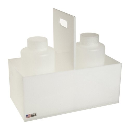 Dynalon® 165044 TwoPlace Lab Bottle Carrier for 2000mL Bottles, White HDPE