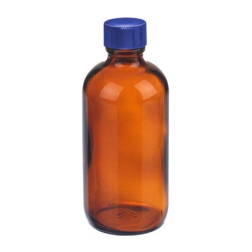 IChem™ Brand 2490125 Boston Round Bottle, 125mL, Amber, Type III