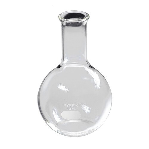 Corning® 4060250 PYREX® 250mL Florence Flat Bottom Boiling Flask with Long