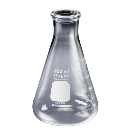 106 mm Diameter Corning 5100-250 Pyrex Wide Mouth Erlenmeyer Flask with Heavy Duty Rim Rubber Stopper Number 8 50 mL Capacity-200 mL Capacity Graduation Range 