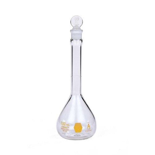 Kimble® 28014Y100 KIMAX® 100mL Colorware® Class A Volumetric Flask with Ye