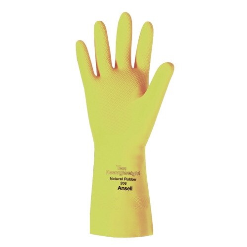 Ansell® 115605 Tan Rubber HeavyDuty Latex Gloves, Size 9