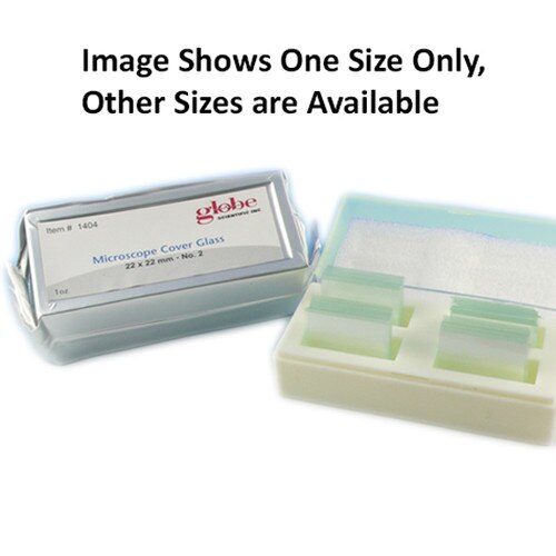 Globe Scientific 140410 Microscope Cover Slips, Glass, 22 x 22mm, 1 Thick