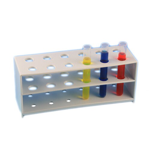 Globe Scientific 456105 Test Tube Rack for 12mm Tubes, 12Place, White Poly