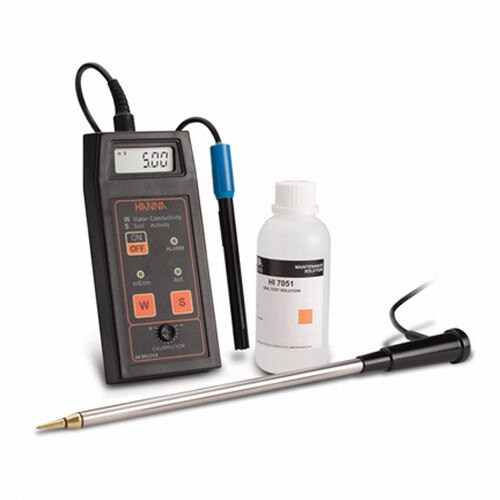 HANNA HI993310 Portable Soil Activity Conductivity Meter & Probe Kit, Salt