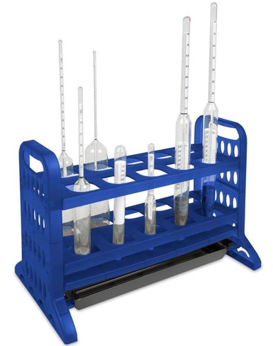 Hydrometer Rack, 10-Place, Blue, 1EA