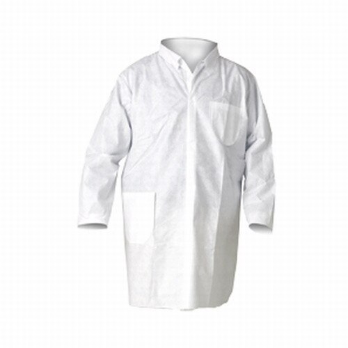 Kimberly Clark 10029 KleenGuard® A20 Disposable White Polypropylene Lab Coats, Breathable White Par