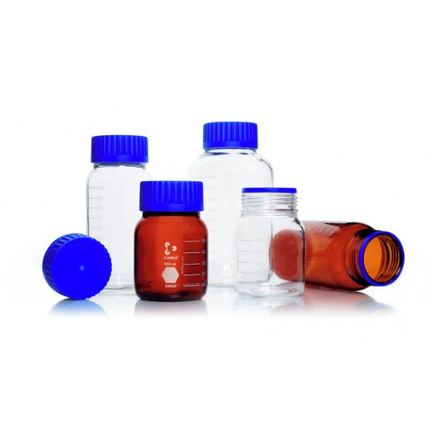 Kimble Lab Glassware Kimble 14394-0250 GLS 80® Amber Wide Mouth Laboratory Glass Bottle ...