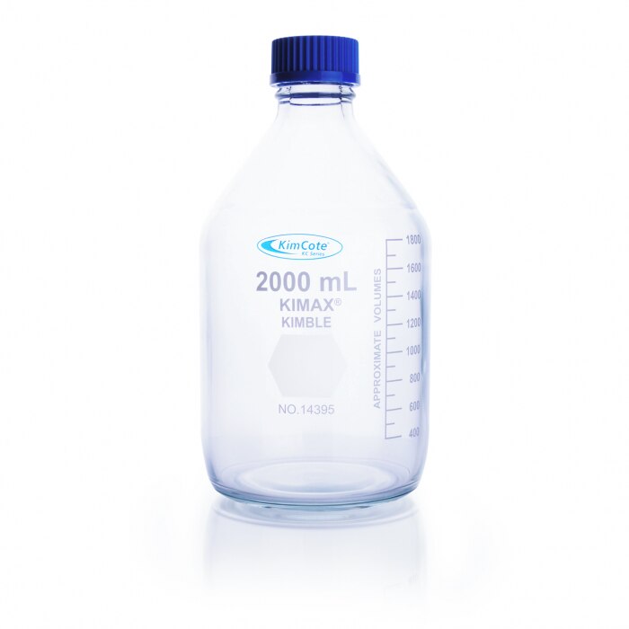 Bouteille De Laboratoire En Verre Borosilicate 3.3 - 5000 Ml, Bouchon Bleu GL45, Kimax - 2