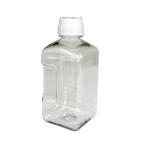 Nalgene® 20192000 Square Plastic Media Bottle, Graduated, Clear PETG with