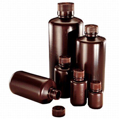 Nalgene® 3120040002 Boston Round Plastic Bottle, Amber HDPE with PP Screw