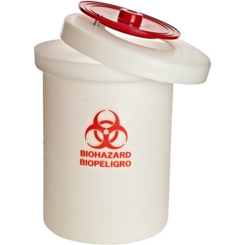 Nalgene® 63700015 Biohazardous Waste Container with Warning Label, White P