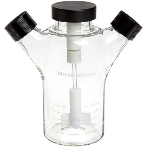 Wheaton® 356879 Celstir® 250mL Glass Spinner Flask with Double Sidearms, Co