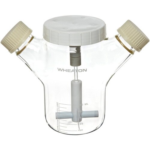 Wheaton® 356882 Celstir® 500mL Glass Spinner Flask with Double Sidearms, Co