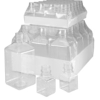 Nalgene® Square Media Bottles, Clear PETG, Sterile, Tray Pack